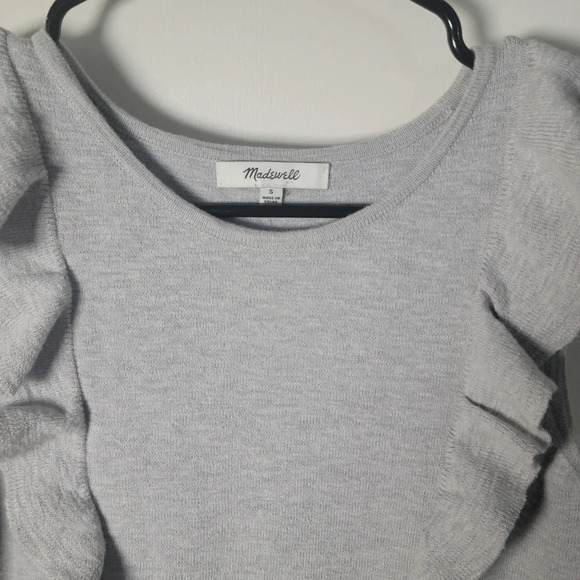 Madewell Gray Ruffled Sweater Tank | Madewell Sweater | Madewell Tank | Size Sm - Picture 4 of 7